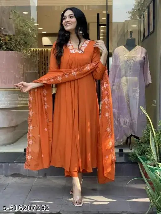 Ethnic Motifs Embroidery Kurta , Pant & Dupatta Set