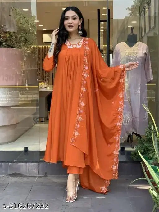 Ethnic Motifs Embroidery Kurta , Pant & Dupatta Set