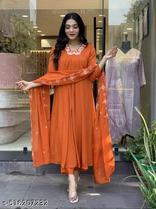 Ethnic Motifs Embroidery Kurta , Pant & Dupatta Set