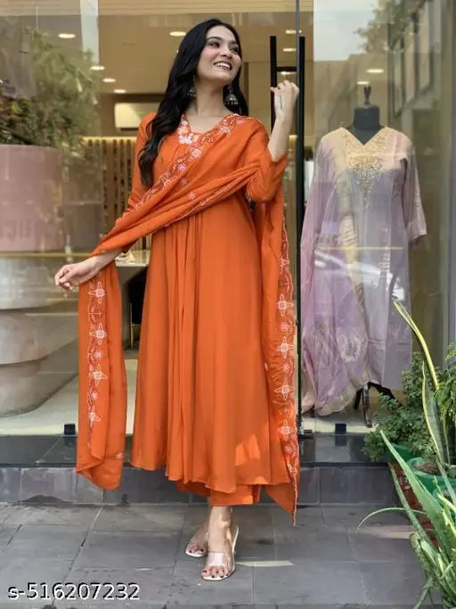 Ethnic Motifs Embroidery Kurta , Pant & Dupatta Set